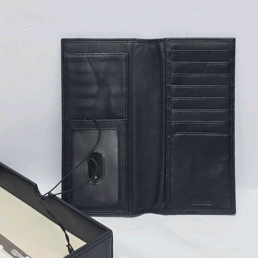 Merona Men’s Black Leather Checkbook Case Card Wallet Organizer NWT